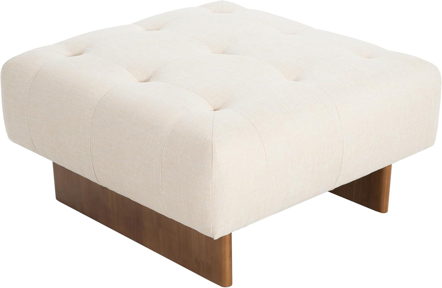 imageChristopher Knight Home Yvone Modern Upholstered Ottoman Coffee Table Wooden Square Ottoman Foot Rest Multipurpose Foot Stools Ottoman Comfy Living Room Sofa Extra Seat BeigeBrown