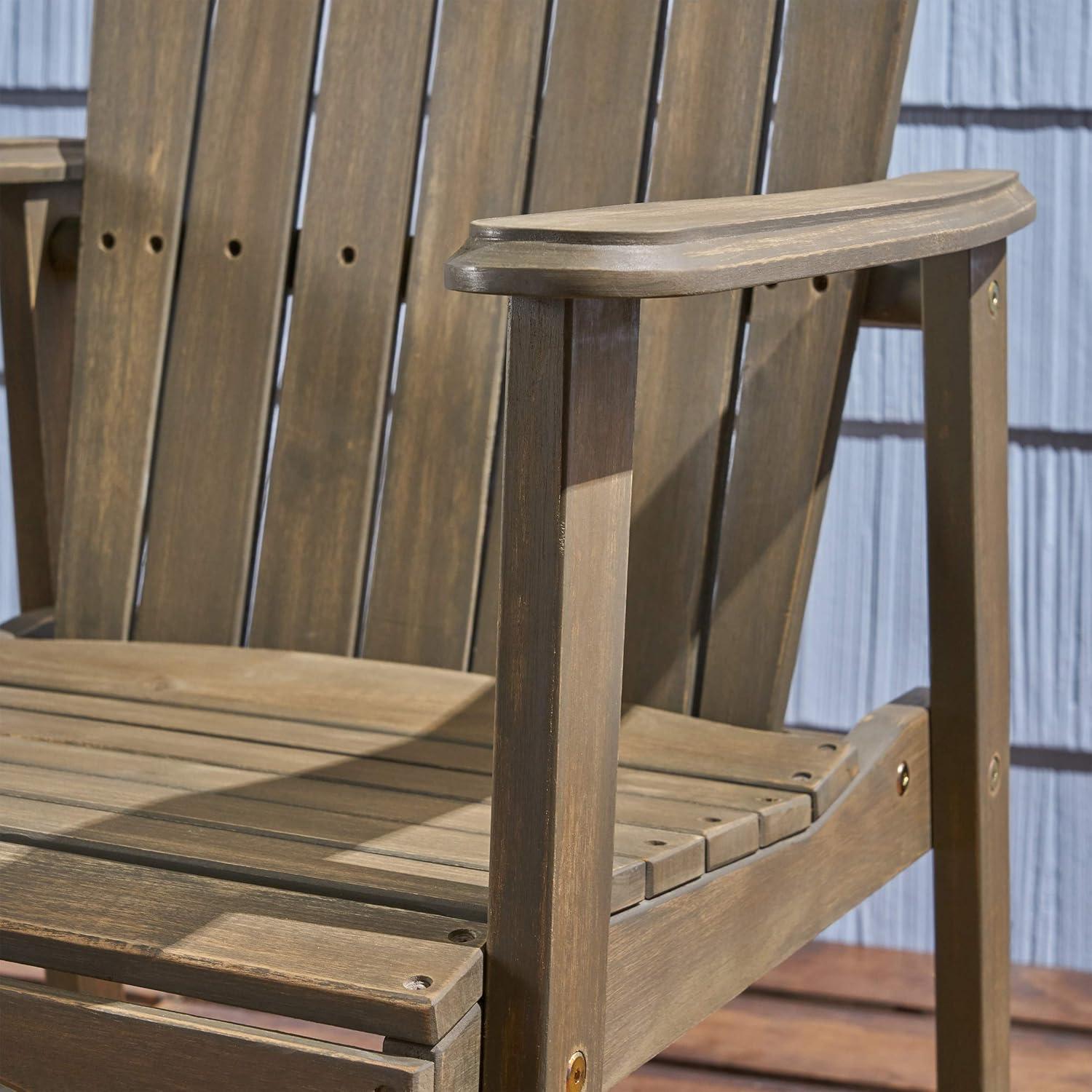 imageGreat Deal Furniture Easter Outdoor Weather Resistant Acacia Wood Adirondack Dining Chairs Set of 2 Gray Finish