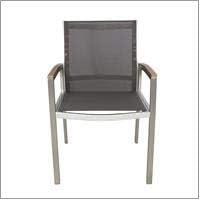 imageGreat Deal Furniture Emma Patio Dining Chairs Aluminum Outdoor Mesh Seats Faux Wood Arms Set of 2 Silver with Gray and Natural FinishAcacia