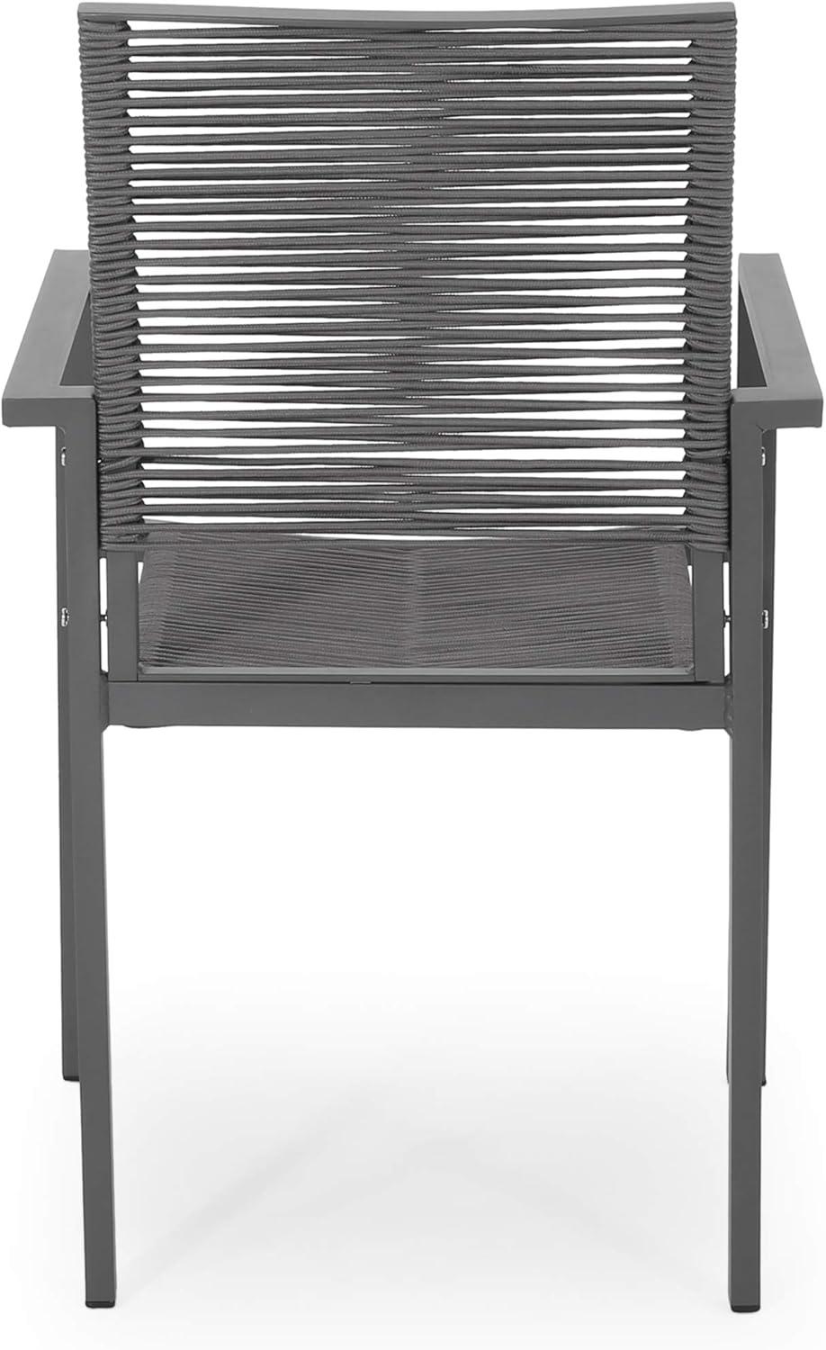 imageGreat Deal Furniture Jean Outdoor Modern Aluminum Dining Chair with Rope Seat Set of 2 Gray and Dark Gray