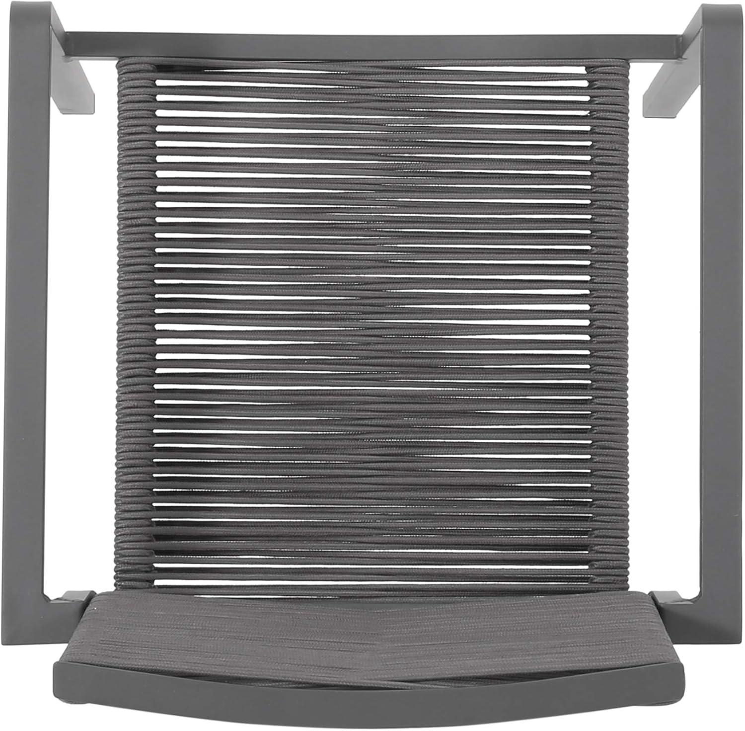 imageGreat Deal Furniture Jean Outdoor Modern Aluminum Dining Chair with Rope Seat Set of 2 Gray and Dark Gray