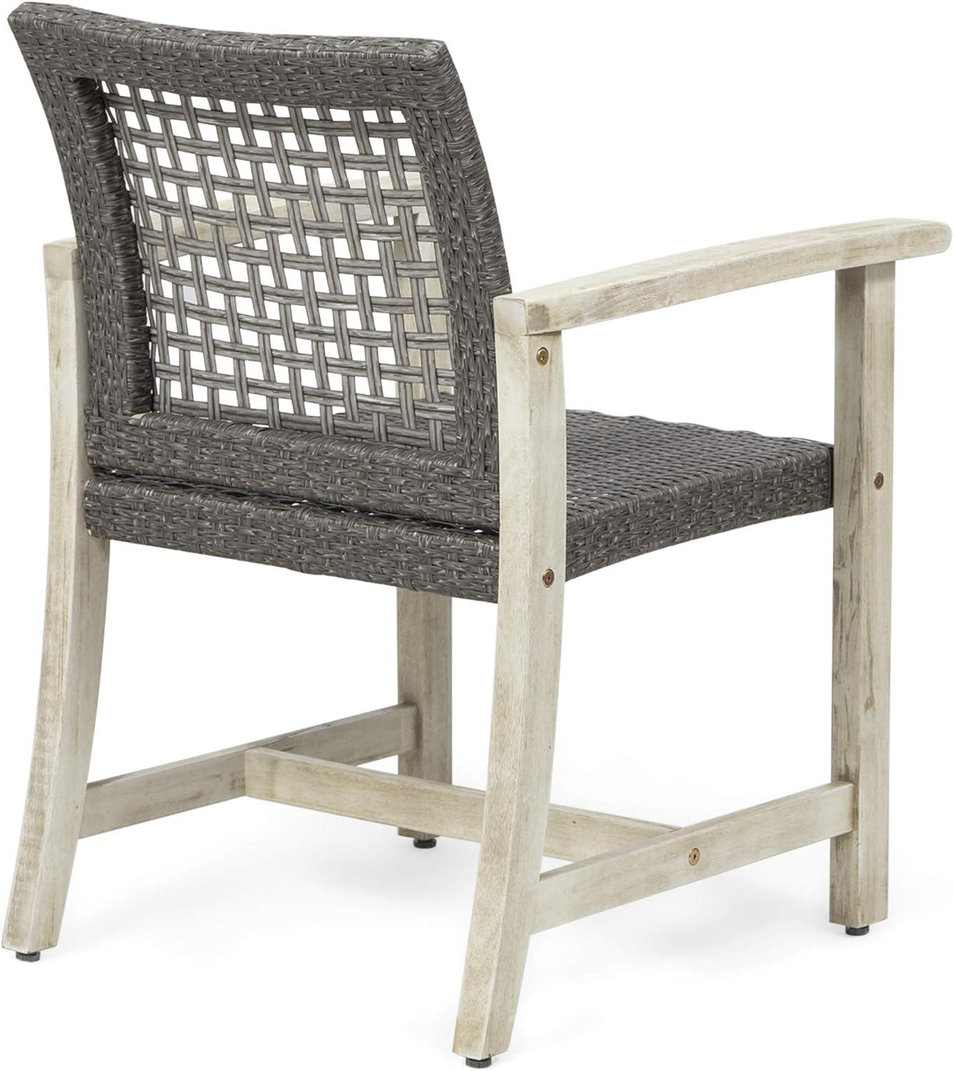 imageGreat Deal Furniture Noble House Hampton Outdoor Acacia Wood Dining Chair in Light Gray Set of 2