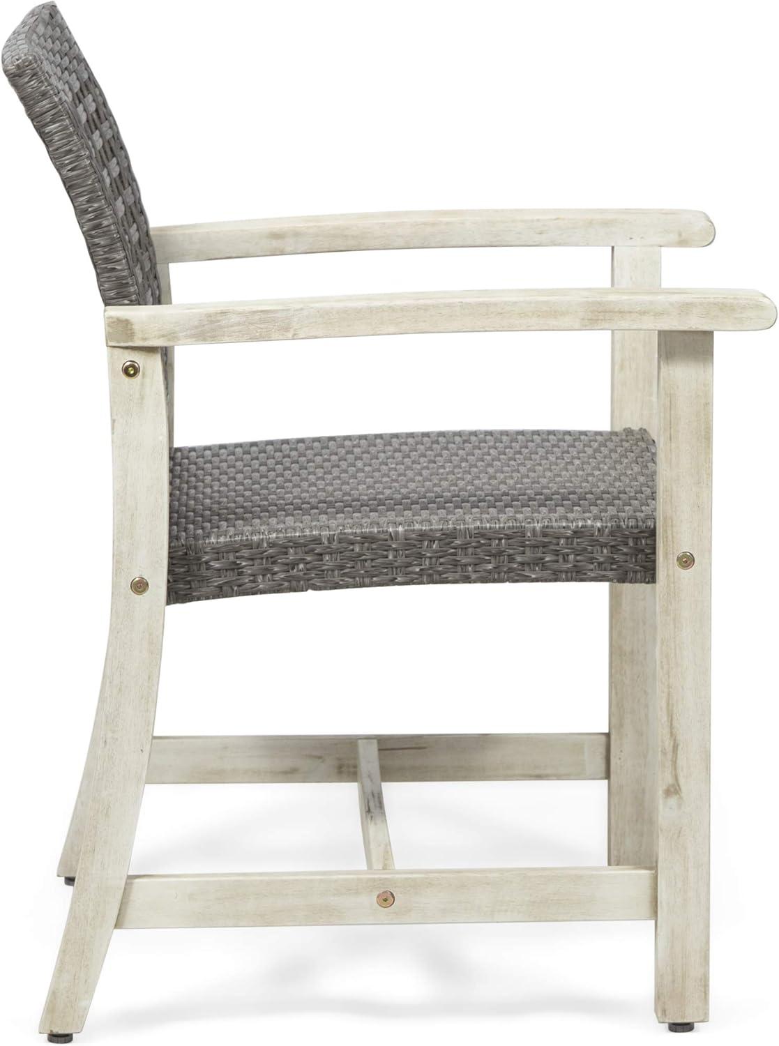 imageGreat Deal Furniture Noble House Hampton Outdoor Acacia Wood Dining Chair in Light Gray Set of 2