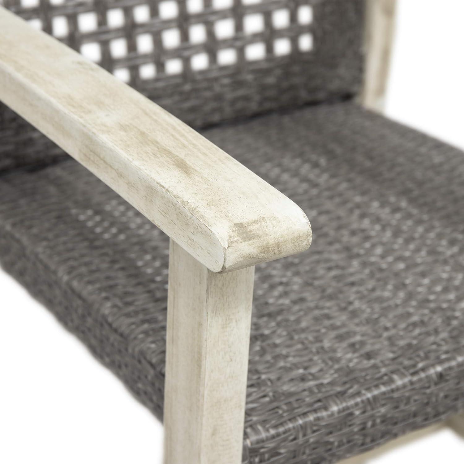 imageGreat Deal Furniture Noble House Hampton Outdoor Acacia Wood Dining Chair in Light Gray Set of 2