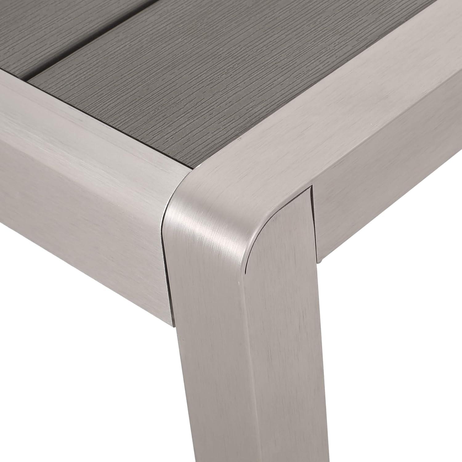 imageOdelia Outdoor Modern Aluminum Dining Bench with Faux Wood Seat Gray and SilverGray Silver