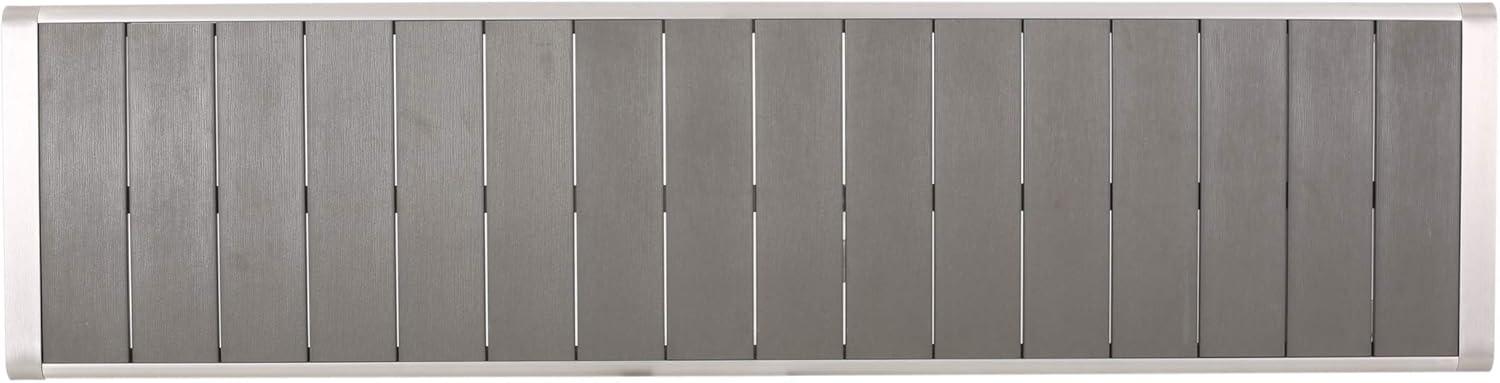 imageOdelia Outdoor Modern Aluminum Dining Bench with Faux Wood Seat Gray and SilverGray Silver