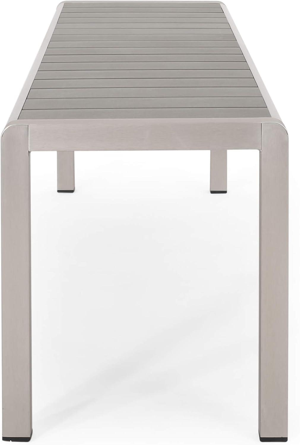 imageOdelia Outdoor Modern Aluminum Dining Bench with Faux Wood Seat Gray and SilverGray Silver