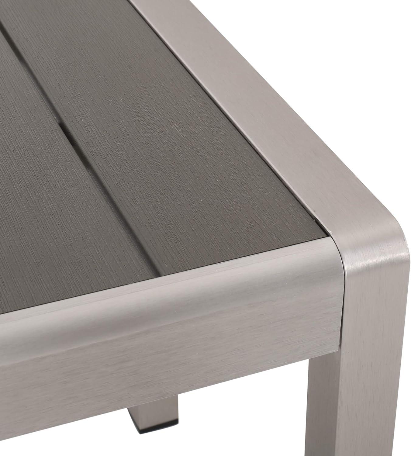 imageOdelia Outdoor Modern Aluminum Dining Bench with Faux Wood Seat Gray and SilverGray Silver