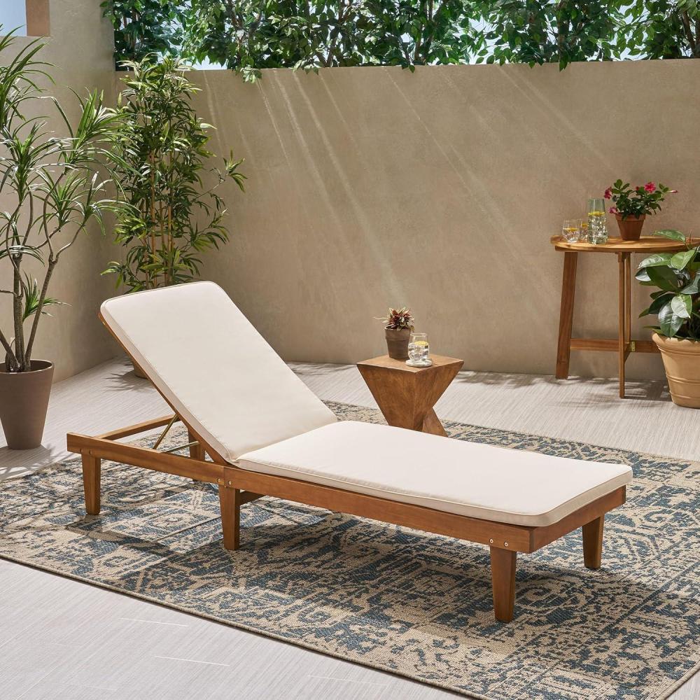 imageChristopher Knight Home 309780 Shane Chaise Lounge Cushion Outdoor with Removable Cover WaterResistant Lounge Chair Cushion 7875quot L x 2375quot W x 15quot H CreamCream
