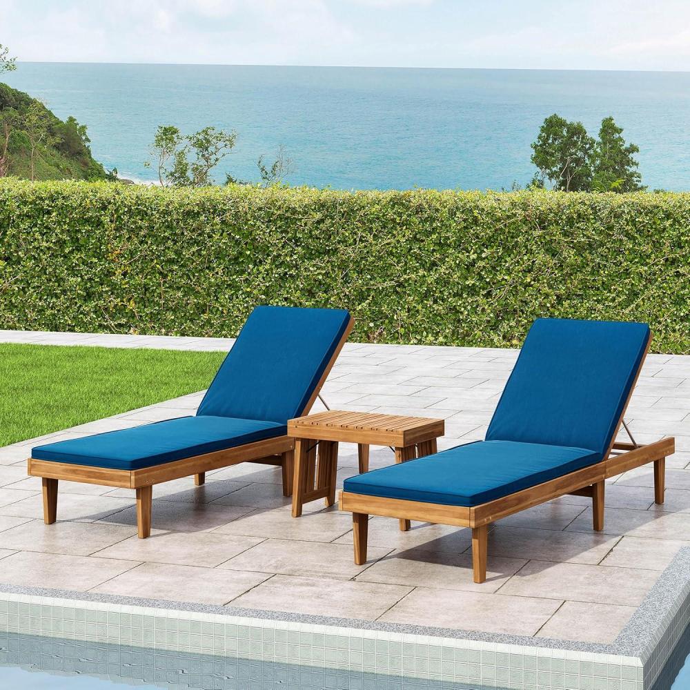 imageChristopher Knight Home 309786C Shane Chaise Lounge Cushion Outdoor Set of 2 with Removable Cover 2 Piece WaterResistant Lounge Chair Cushion 7875quot L x 2375quot W x 15quot H OrangeBlue