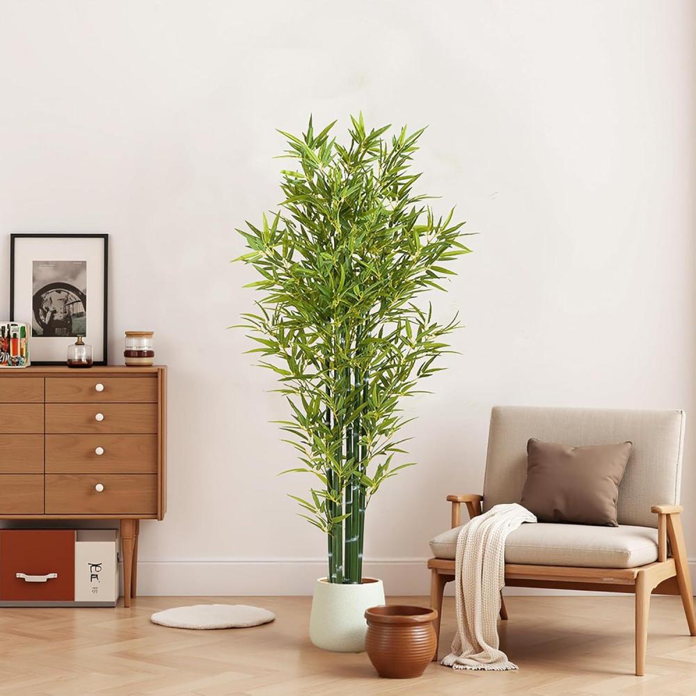 imageChristopher Knight Home Alene Set of 2 6075H Artificial Tree Indoor Artificial Bamboo Tree with Nursery Pot Faux Tree with Black Plastic Pot for Living Room Artificial Plant for Home DecorGreenGreen72h