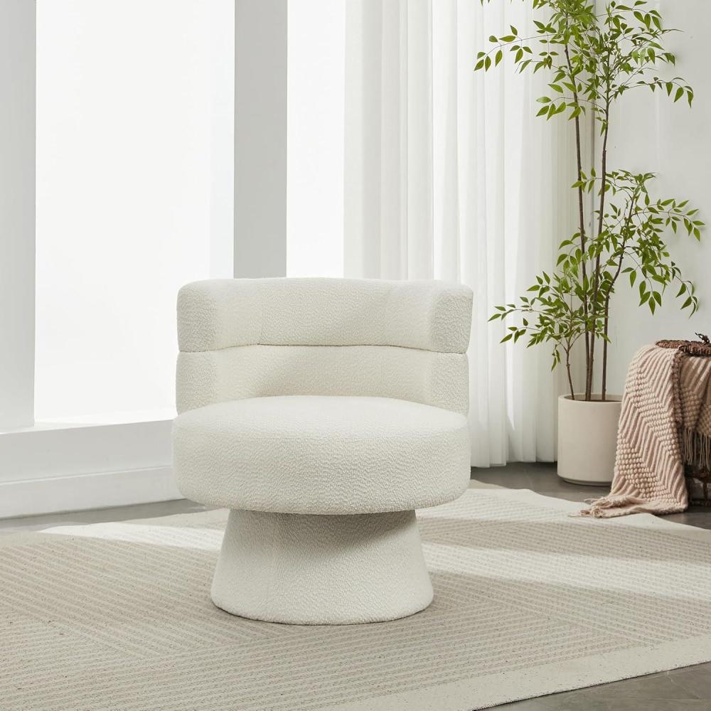 imageChristopher Knight Home Andree Contemporary 360 Swivel Accent Chair Boucle Upholstered Swivel Chair Super Comfort Single Lounge Sofa with Rotation for Living RoomBedroomHome Office Cream White