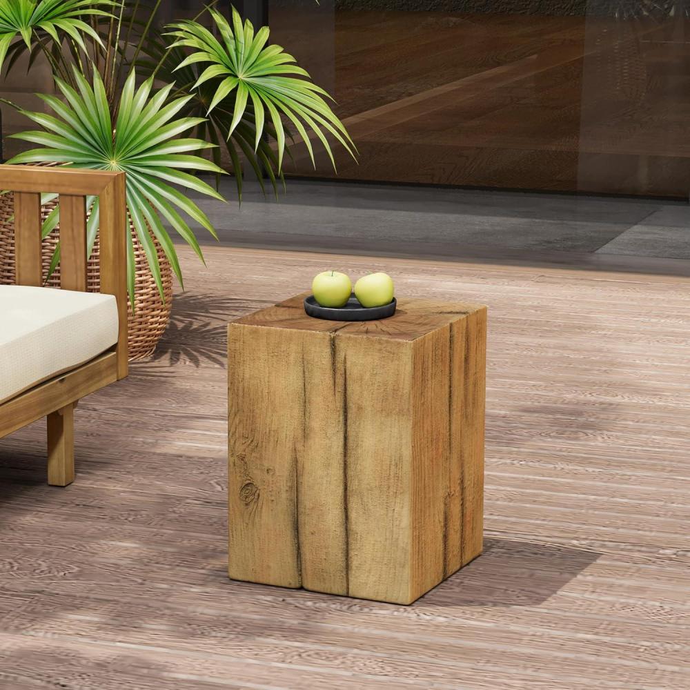 imageChristopher Knight Home Bard 3375quot Square Living Room Side Table WoodLike Distressed Finish End Table Decorative Accent Table for Indoor Outdoor Usage Space Saving Furniture NaturalNatural