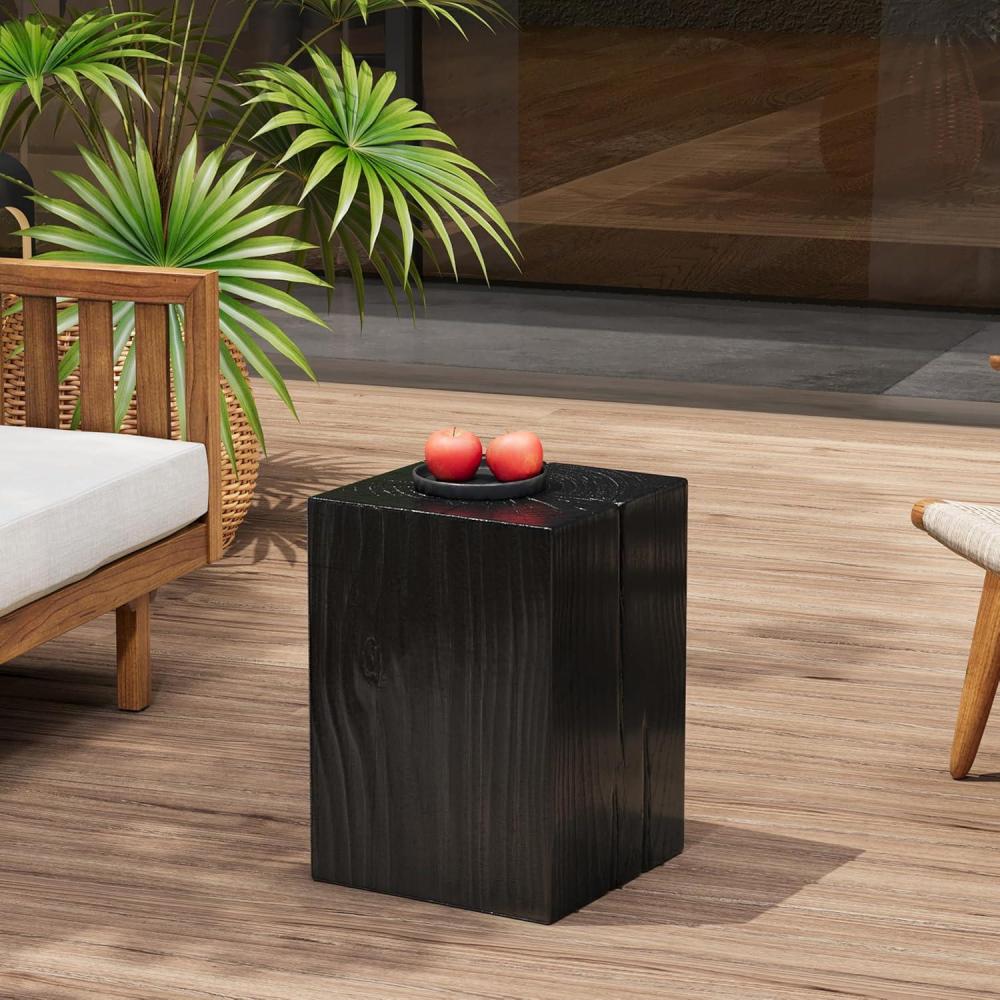 imageChristopher Knight Home Bard 3375quot Square Living Room Side Table WoodLike Distressed Finish End Table Decorative Accent Table for Indoor Outdoor Usage Space Saving Furniture NaturalBlack