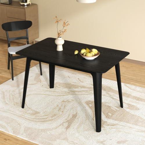 imageChristopher Knight Home Bengi Mid  Century Modern Dining Table for 4 People Rubberwood Kitchen Table with Faux Wood Tabletop Compact Rectangular Dinner Furniture for Dining Room BlackBlack