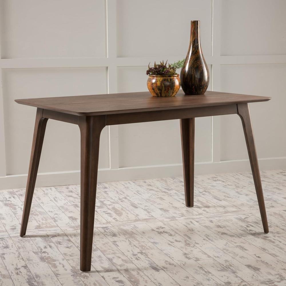 imageChristopher Knight Home Bengi Mid Century Modern Dining Table for 4 People Rubberwood Kitchen Table with Faux Wood Tabletop Compact Rectangular Dinner Furniture for Dining Room BlackNatural Walnut Finish