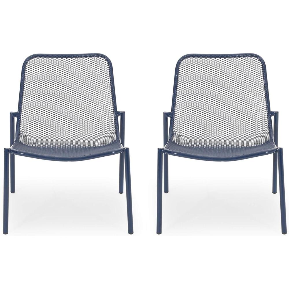 imageChristopher Knight Home Bucknell Outdoor Modern Dining Chair Set of 2 Matte TealMatte Navy Blue