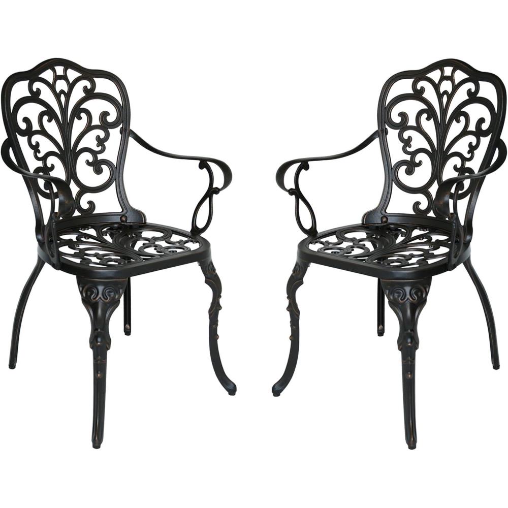 imageChristopher Knight Home Buddy Outdoor Cast Aluminum Dining Chair Set of 2 Shiny Copper