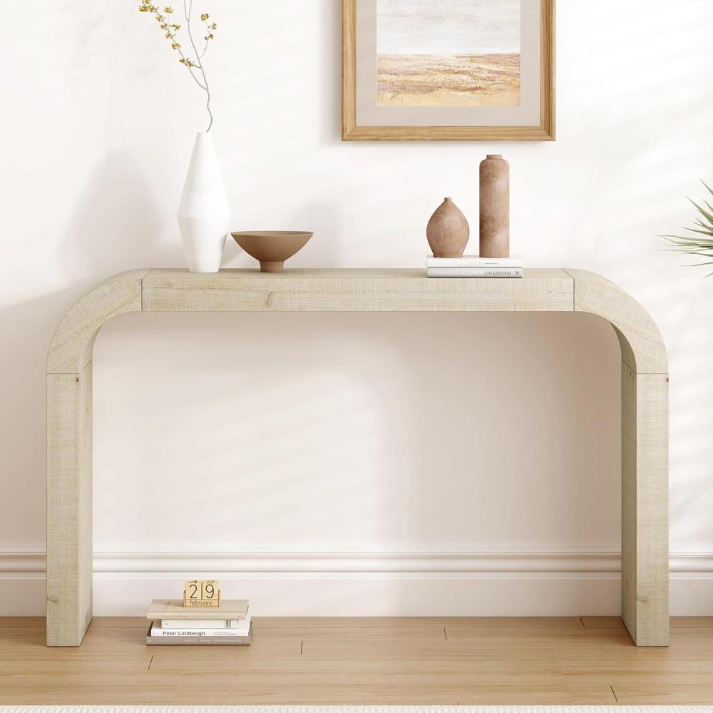 imageChristopher Knight Home Burchet Modern Console Table with CurvedEdge Wooden Entryway Table Indoor Accent Table for Living Room MDF Wood Display Table for Hallway Home Decoration NaturalNatural