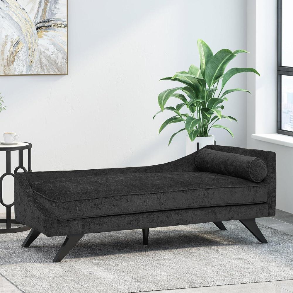 imageChristopher Knight Home Cagle Upholstered Loveseat Sofa with Splayed Legs Birch Wood Frame Lounge Chair Living Room Chaise Lounge Chair Indoor Soft Lounge Sofa with Rolled Accent Pillow Navy BlueBlack Dark Brown