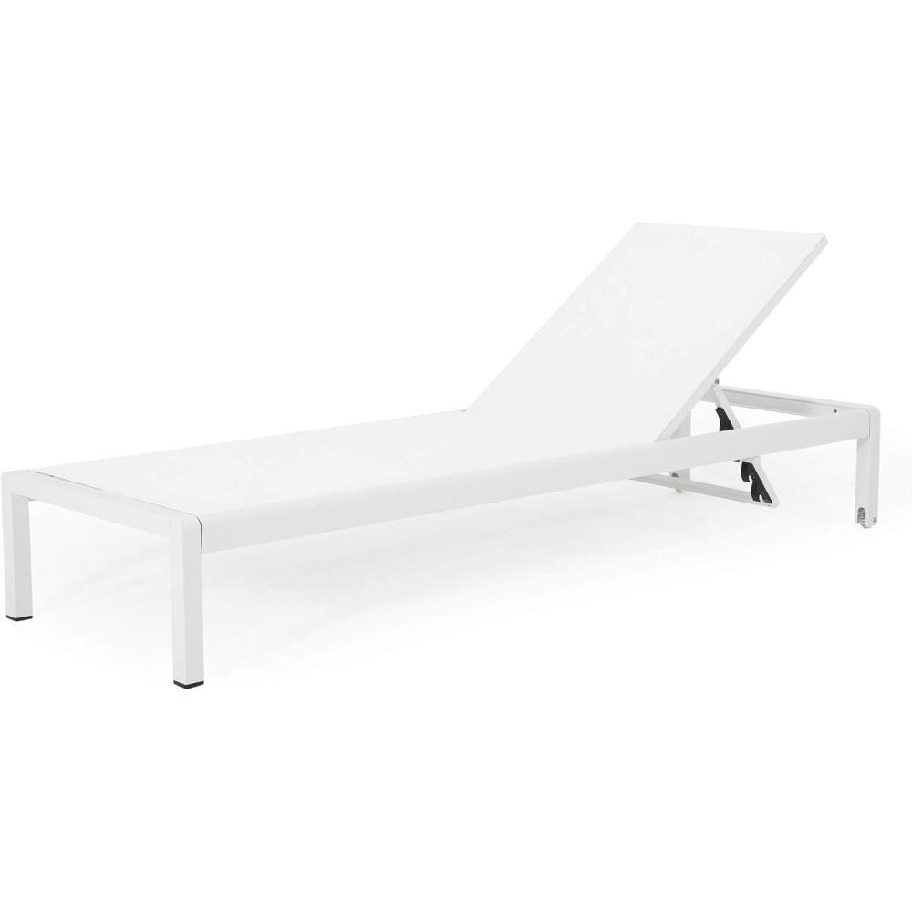 imageChristopher Knight Home Cape Coral Outdoor Aluminum Chaise Lounge with Mesh Seat Grey Dark GreyWhite