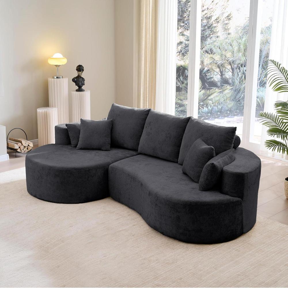 imageChristopher Knight Home Carden 106quot Curved Modular Sectional Sofa Fabric Upholstered Comfy Sofa Couch with Chaise Lounge Modern Cloud Couch with Deep Seat No Assembly Required Browish OrangeBlack