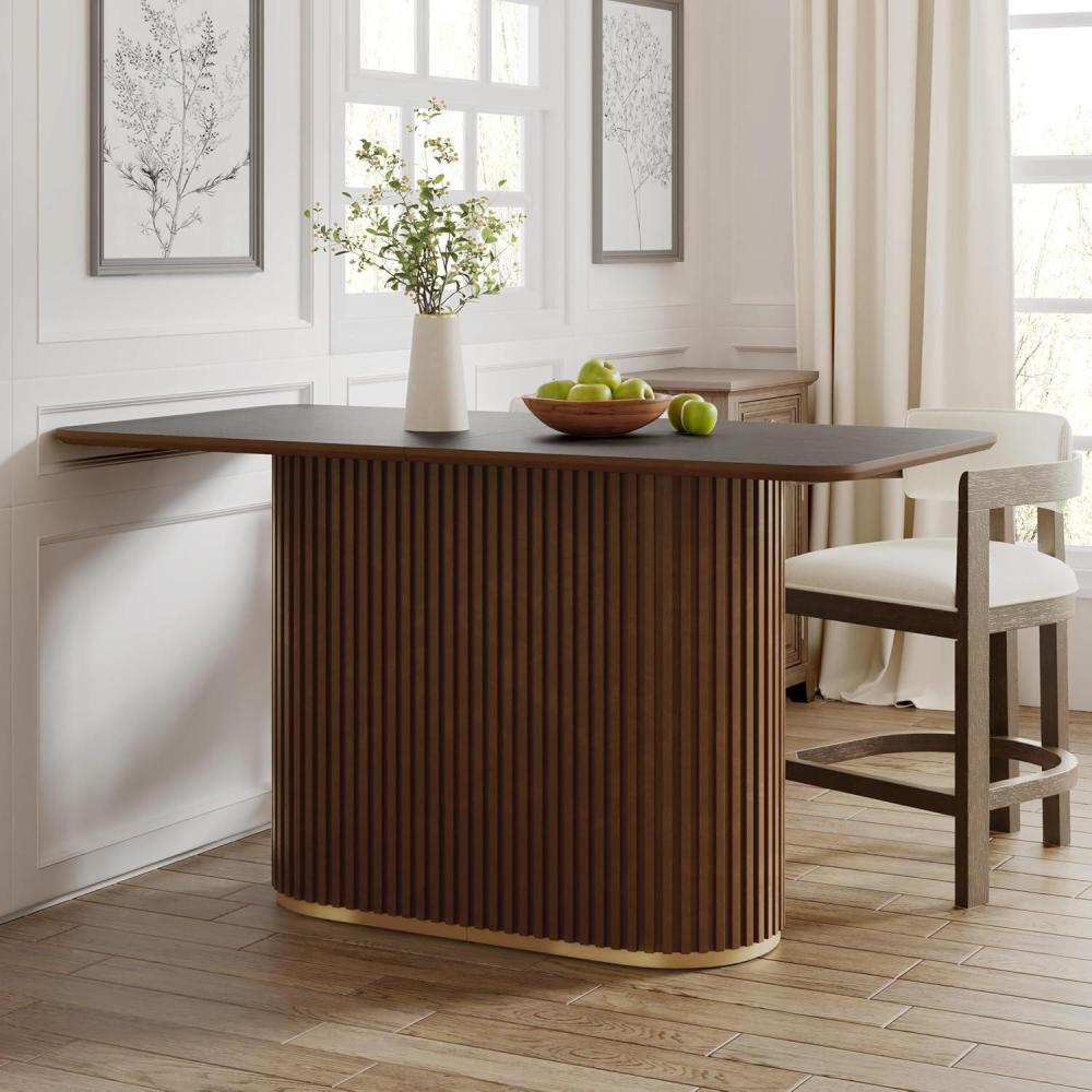 imageChristopher Knight Home Coadt 63 inch Counter Height Table for 46 Modern Kitchen Island Table with Tambour Paneling Industrial Style Pedestal Counter Furniture for Dining Living Room Natural AshWalnut