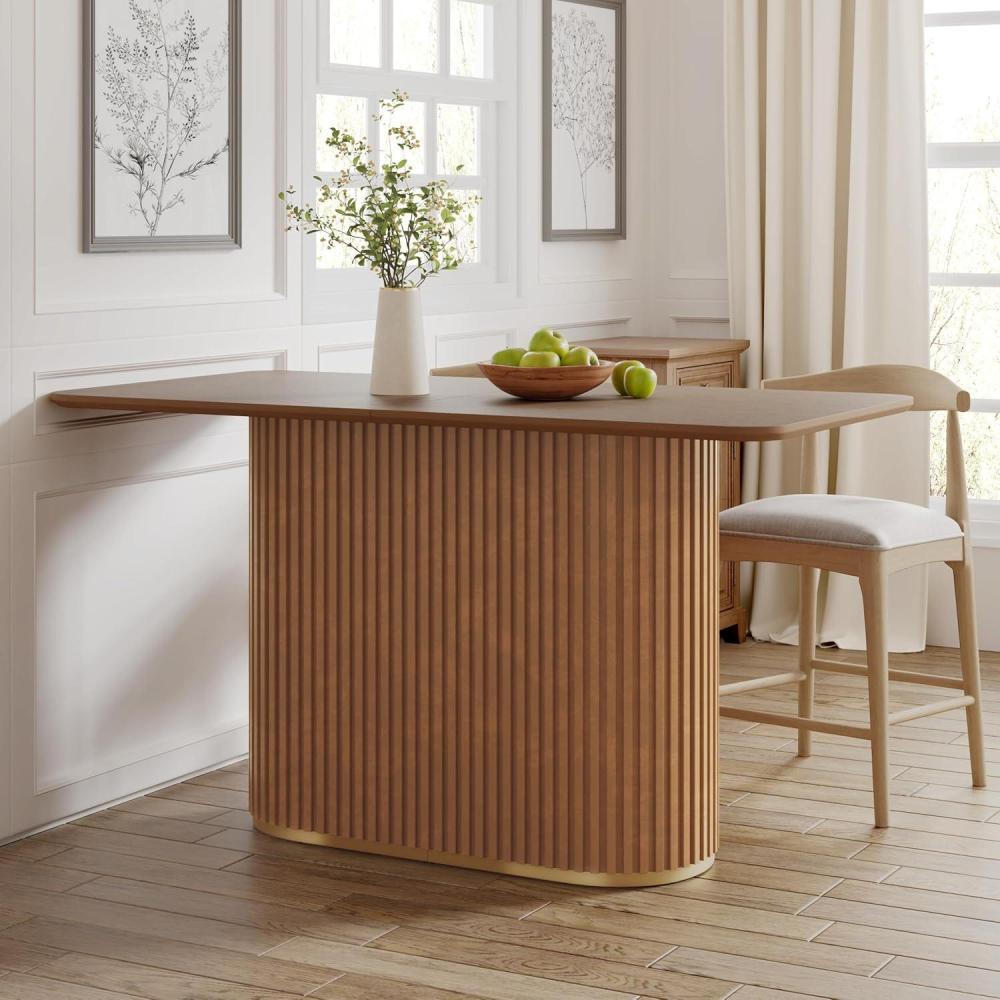 imageChristopher Knight Home Coadt 63 inch Counter Height Table for 46 Modern Kitchen Island Table with Tambour Paneling Industrial Style Pedestal Counter Furniture for Dining Living Room Natural AshNatural Ash