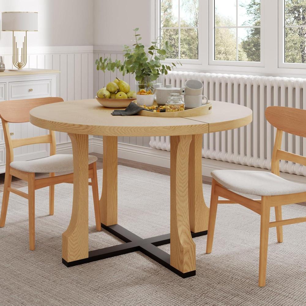 imageChristopher Knight Home Corale 48quot Round Dining Table for 4 Dining Room Table with Wooden Base Circle Farmhouse Dinner Furniture for Dining Room Kitchen Living Room Table Only NaturalBlackNatural Ash