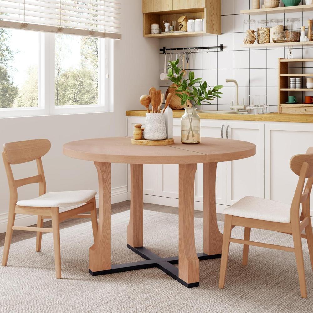 imageChristopher Knight Home Corale 48quot Round Dining Table for 4 Dining Room Table with Wooden Base Circle Farmhouse Dinner Furniture for Dining Room Kitchen Living Room Table Only NaturalBlackNaturalblack