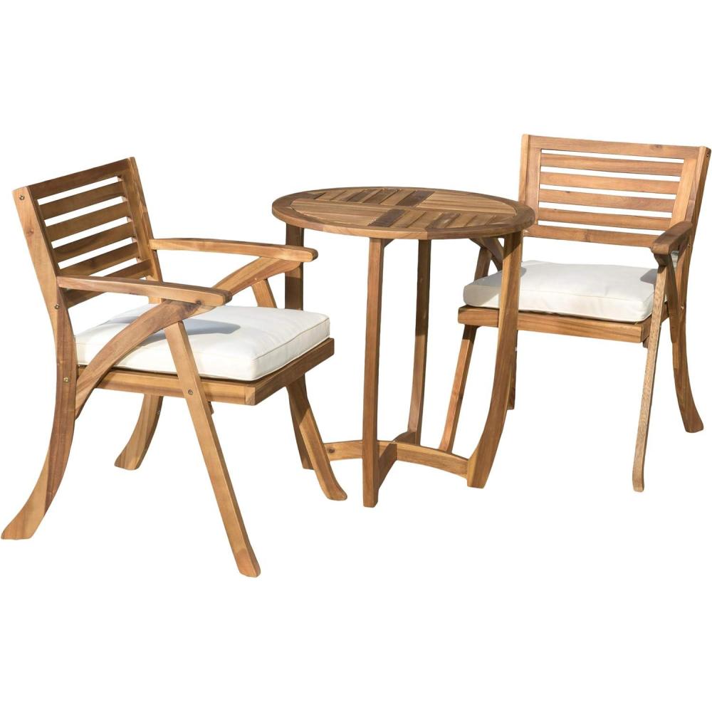 imageChristopher Knight Home Coronado Acacia Wood Bistro Set 3Pcs Set Teak FinishWood Bistro Set