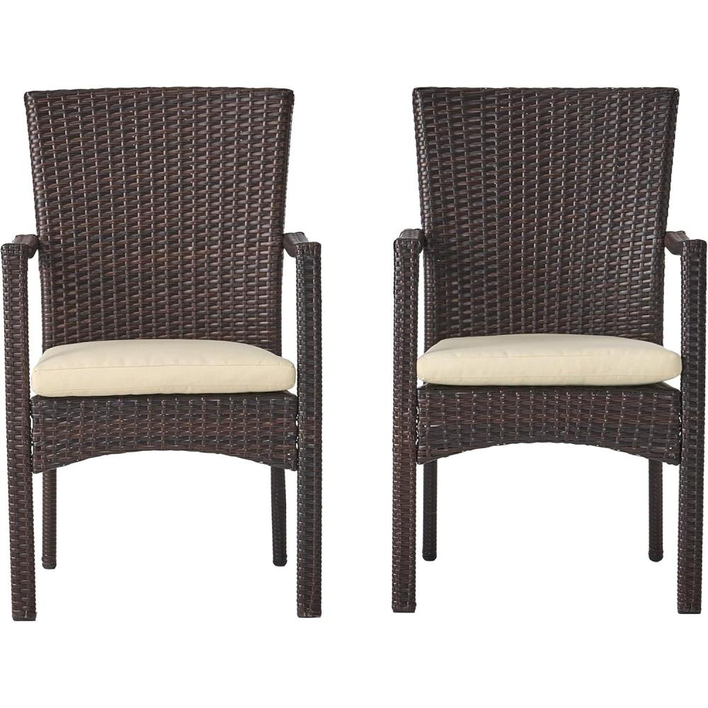 imageChristopher Knight Home Corsica Outdoor Wicker Dining Chairs 2Pcs Set Multibrown