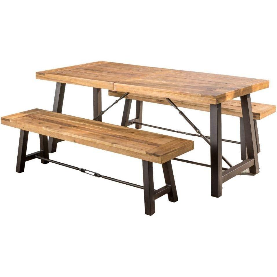imageChristopher Knight Home Countryside Inn Acacia Wood Dining Set 3Pcs Set Teak Finish