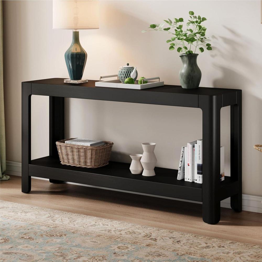 imageChristopher Knight Home Culver Classic Wood Console Table Narrow Entryway Table for Hallway Modern Rectangular Sofa Table Behind The CouchLiving Room Farmhouse Accent Table with Bottom ShelfBlackBlack