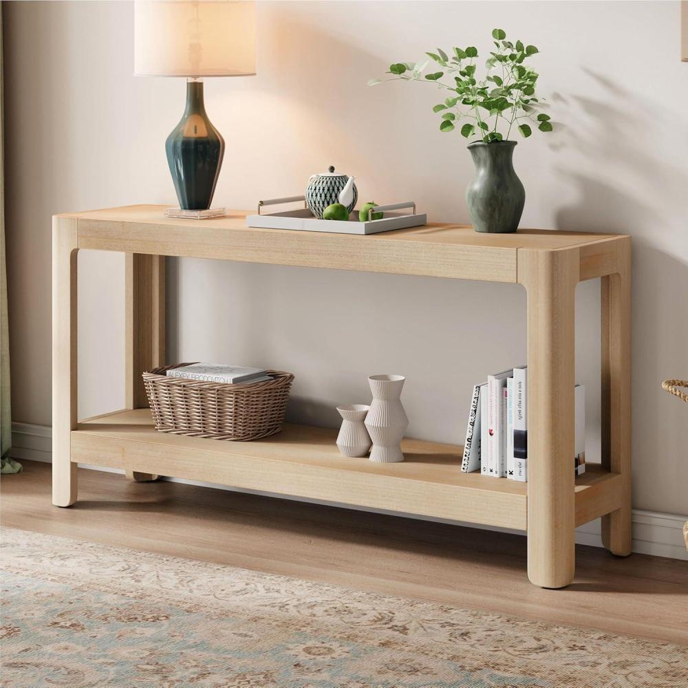 imageChristopher Knight Home Culver Classic Wood Console Table Narrow Entryway Table for Hallway Modern Rectangular Sofa Table Behind The CouchLiving Room Farmhouse Accent Table with Bottom ShelfBlackNatural
