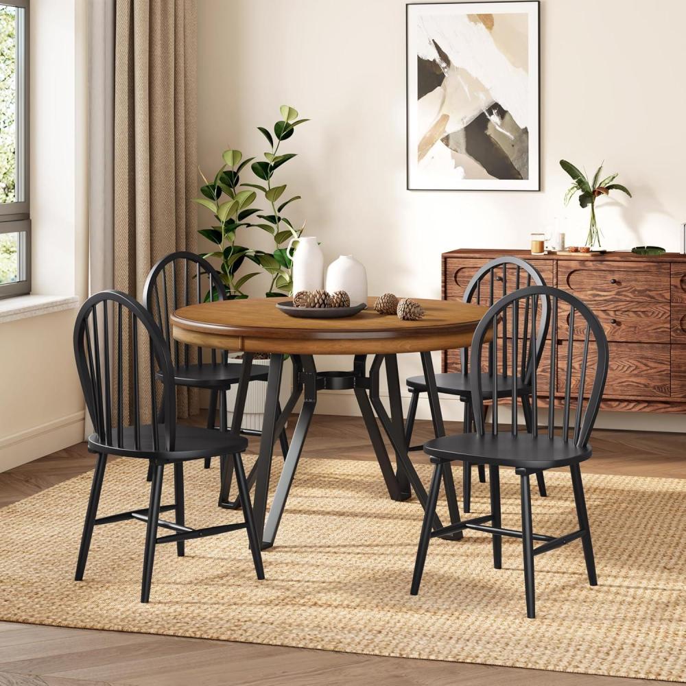 imageChristopher Knight Home Declan 5 Piece Wooden Dining Table Set for 4 Modern Dining Chairs Set of 4 and Table Set Round Dining Table and Chair Set for HomeApartmentRestaurant BlackBrownBlackbrown