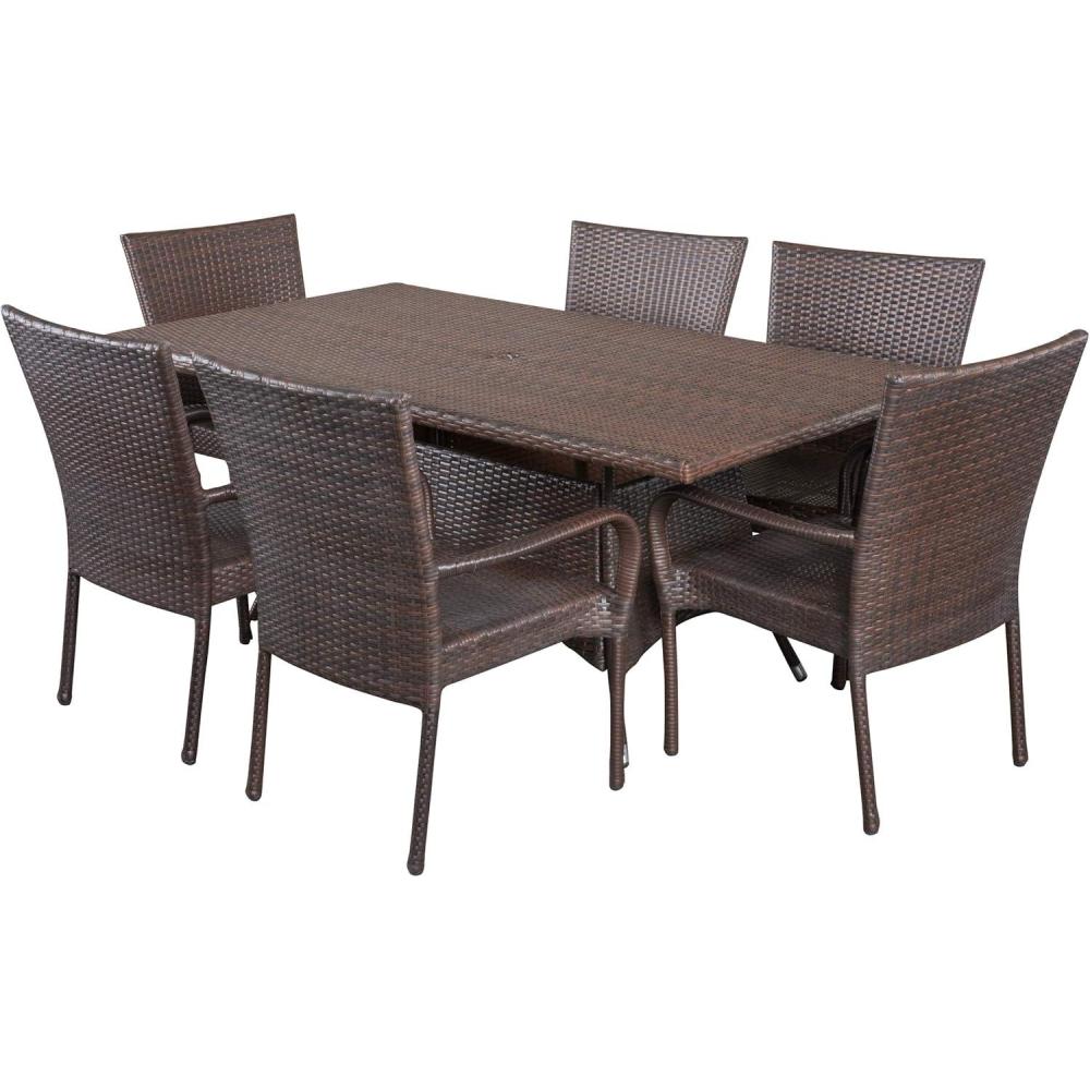 imageChristopher Knight Home Dunham Outdoor Wicker Dining Set 7Pcs Set Multibrown