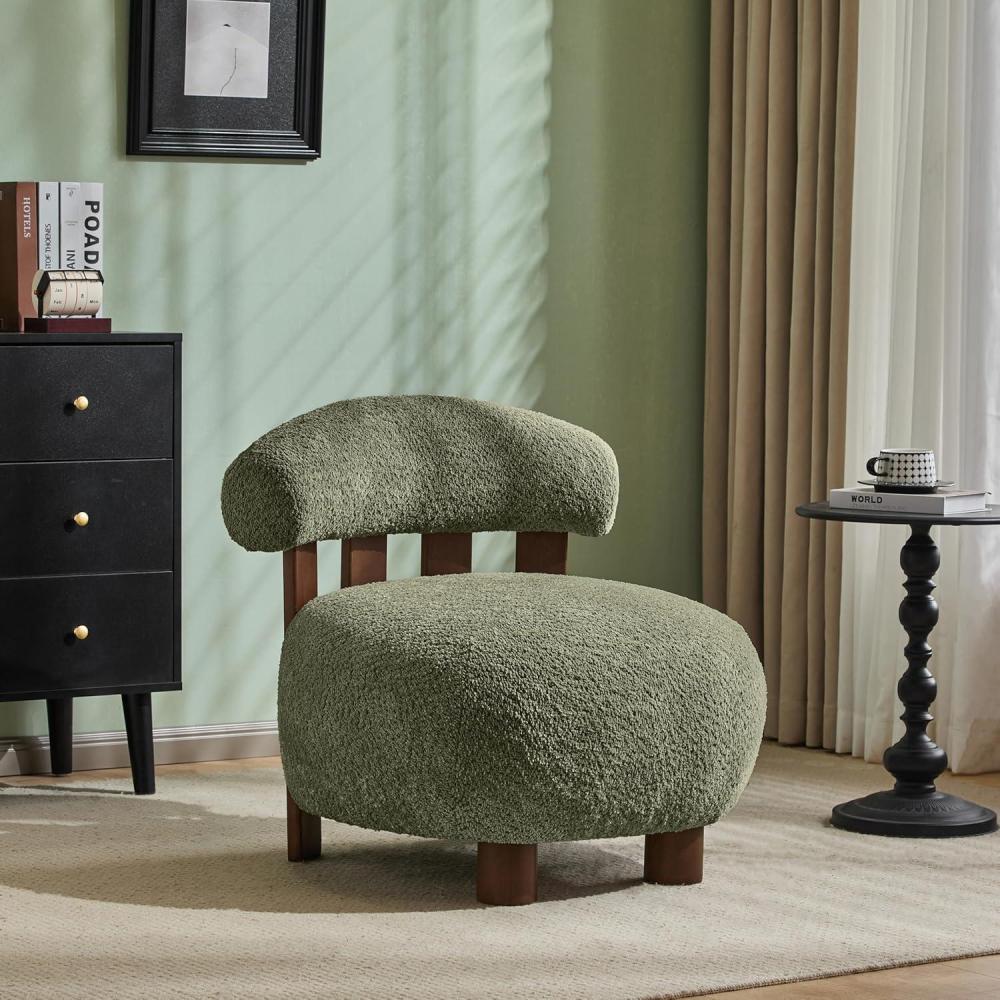 imageChristopher Knight Home Elvina Boucle Fabric Accent Chair Solid Wood Single Lounge Sofa Bedroom Comfy Reading Chair for Modern Minimalist Style Living RoomHome Office Olive GreenOlive Green