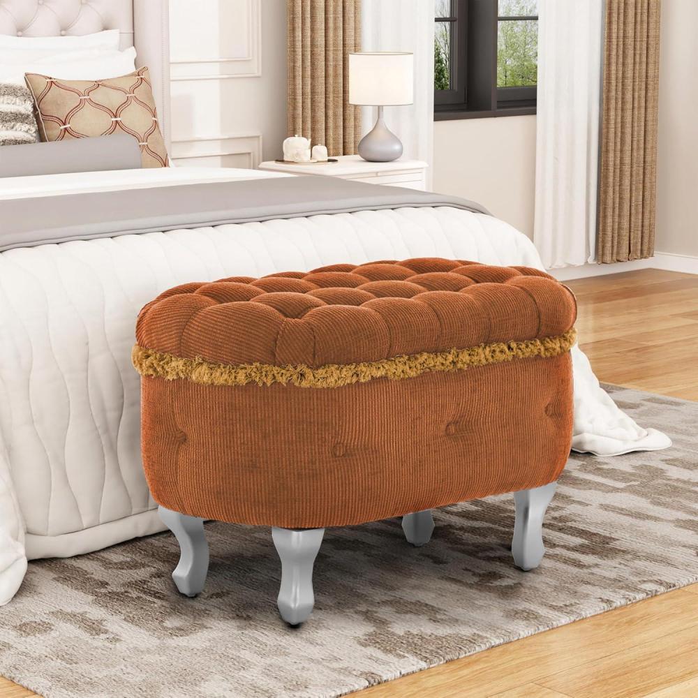 imageChristopher Knight Home Etele MidCentury Modern Fabric Upholstered Ottoman with Storage Wooden Living Room Sofa Ottoman Footrest Entryway Ottoman Foot Stool Toy Box Storage for Living Room BlueOrange