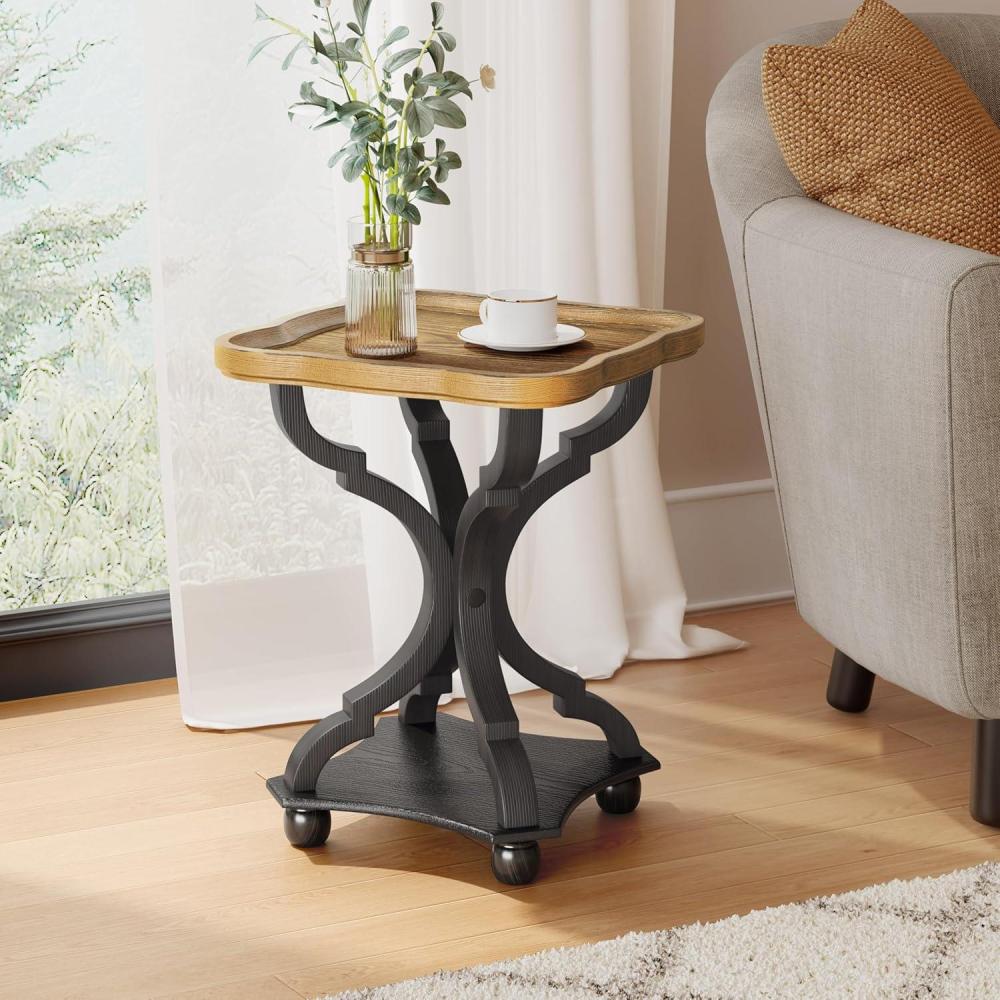 imageChristopher Knight Home Eudora 25quot Small End Table Hourglass Design Accent Table with Lipped Tabletop French Country Furniture Wooden Small Coffee Table Living Room Side Table Black NaturalBlack Natural