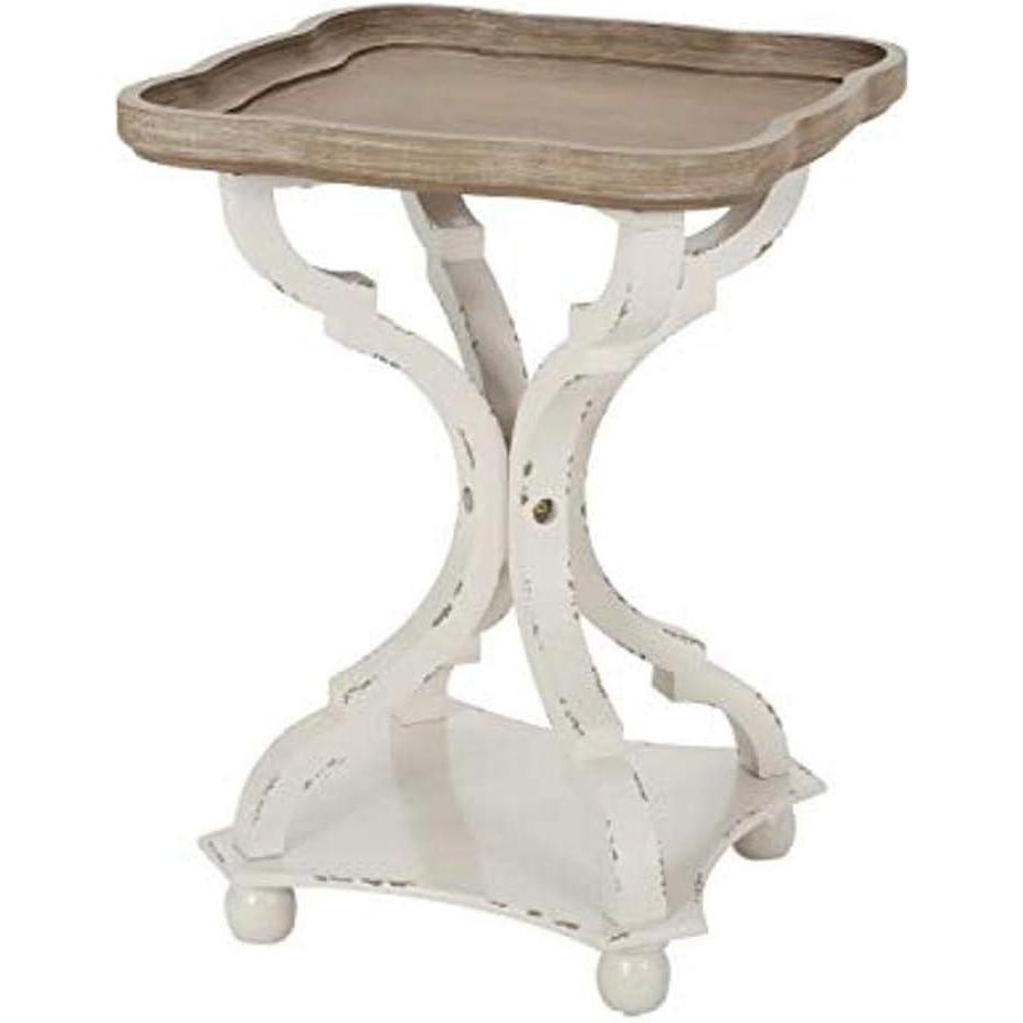 imageChristopher Knight Home Eudora 25quot Small End Table Hourglass Design Accent Table with Lipped Tabletop French Country Furniture Wooden Small Coffee Table Living Room Side Table Black NaturalNatural Distressed White