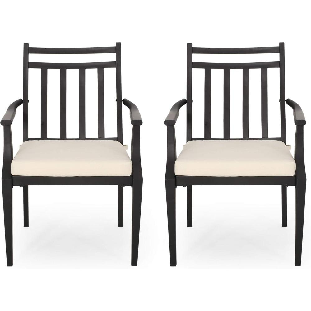 imageChristopher Knight Home Faithe Outdoor Dining Chair Set of 2 Matte Black Light TealMatte Black Beige