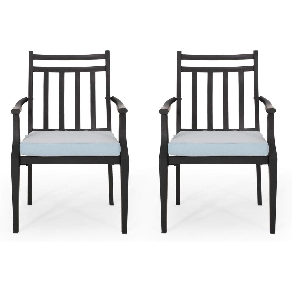 imageChristopher Knight Home Faithe Outdoor Dining Chair Set of 2 Matte Black Light TealMatte Black Light Teal