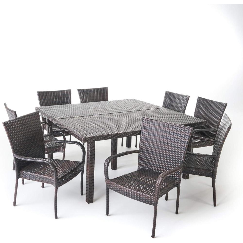 imageChristopher Knight Home Fiona Outdoor Stacking Wicker Square Dining Set 9Pcs Set Multibrown