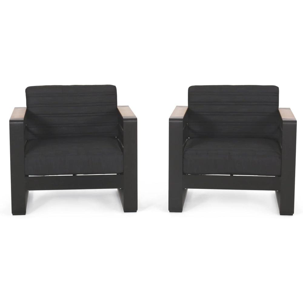 imageChristopher Knight Home Giovanna Outdoor Club Chair Black  Natural  Dark Gray