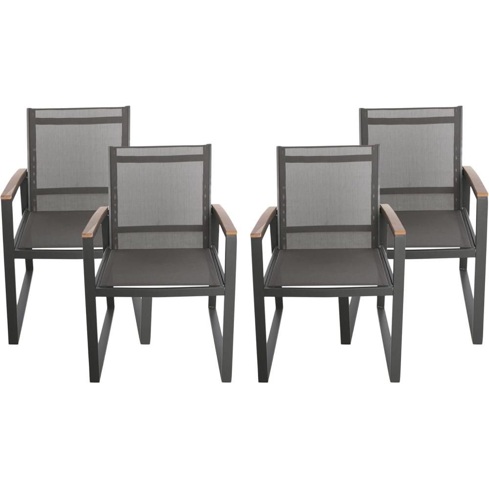 imageChristopher Knight Home Glasgow Outdoor Aluminum and Mesh Dining Chairs Set of 4 2225 quotW x 245 quotD x 335 quotH Gray Natural Brown