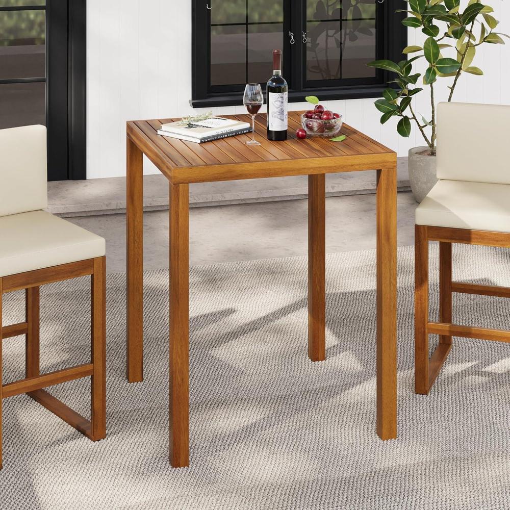 imageChristopher Knight Home Gree Acacia Wood Outdoor Bar Table Wooden Patio Bar Height Table Square Kitchen Coffee Bar Table Patio Furniture Set Light BrownTeak