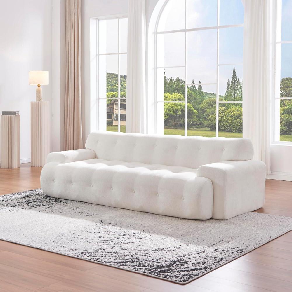 imageChristopher Knight Home Gumi Modern Fabric Upholstered 3 Seater Sofa Couch Oversized Boneless Couch for Living Room Comfy Cloud Sofa for Bedroom Home Office No Assembly Required Brownish OrangeCream White