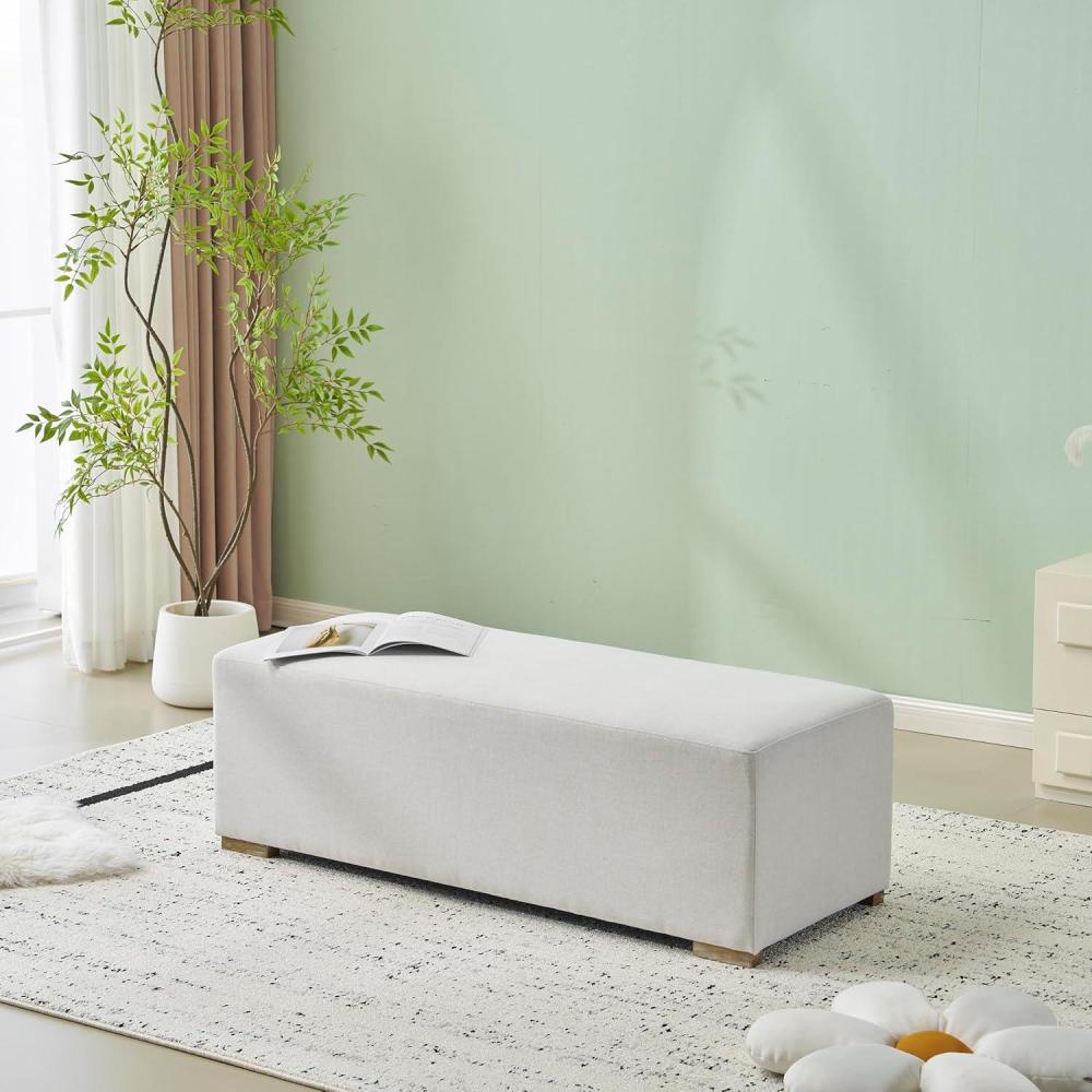imageChristopher Knight Home Haidee Modern Fabric Ottoman Bench Living Room Long Ottoman Foot Rest Bedroom End of Bed Bench with Wooden Frame Rectangular Ottoman Coffee Table Milky White