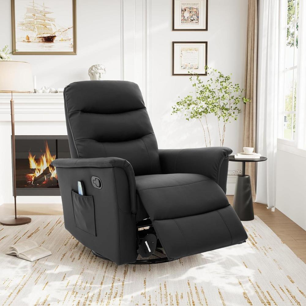 imageChristopher Knight Home Helen Massage Recliner Chair with 8 Points Function PU Leather Upholstered Recliner Sofa with Two Adjustable Positions Swivel Massage Chair with a Side Storage Pocket BrownBlackPu Leather